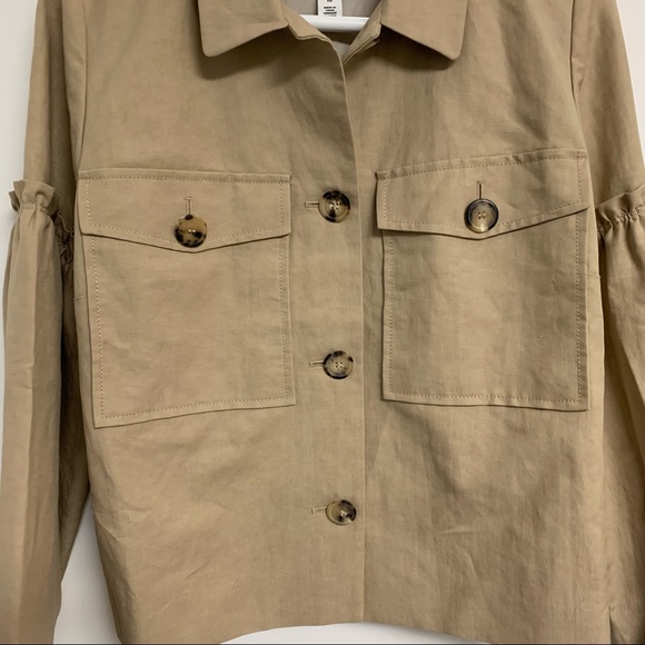 Lewit Tan Linen Blend Ruffle Jacket - Picture 3 of 15